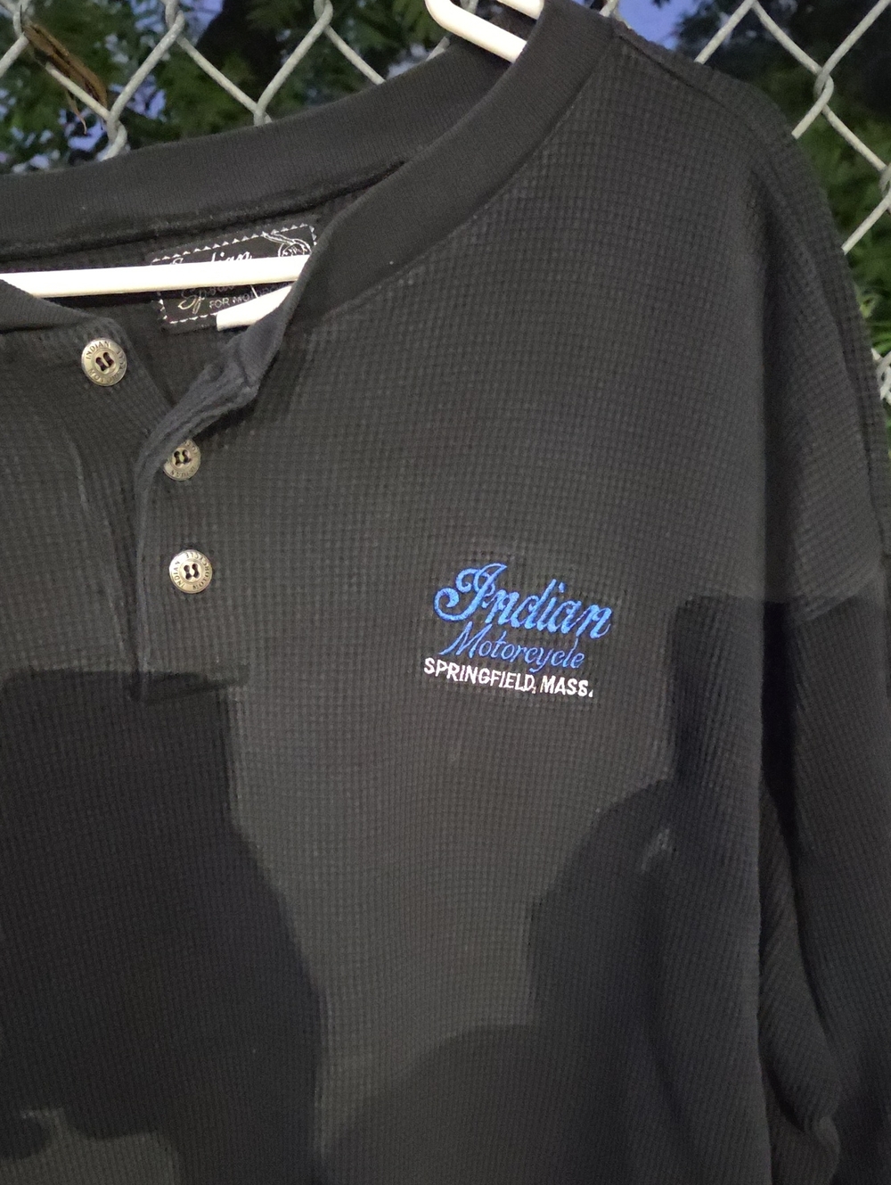 Indian Motorcycle Black Waffle Henley Long-Sleeve Shirt